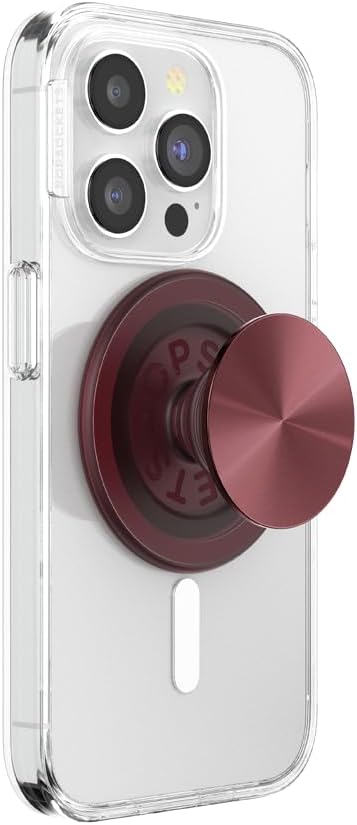 PopSockets Phone Grip for MagSafe with Kickstand, Magnetic Stand, Swappable Top, Secure Hold for iPhone MagSafe Cases, Phone & Tablet Grip - Alum Radial Oxblood