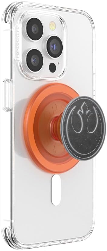 PopSockets Phone Grip for MagSafe with Kickstand, Magnetic Stand, Swappable Top, Secure Hold for iPhone MagSafe Cases, Phone & Tablet Grip, Starwars - Enamel Distressed Rebel Symbol