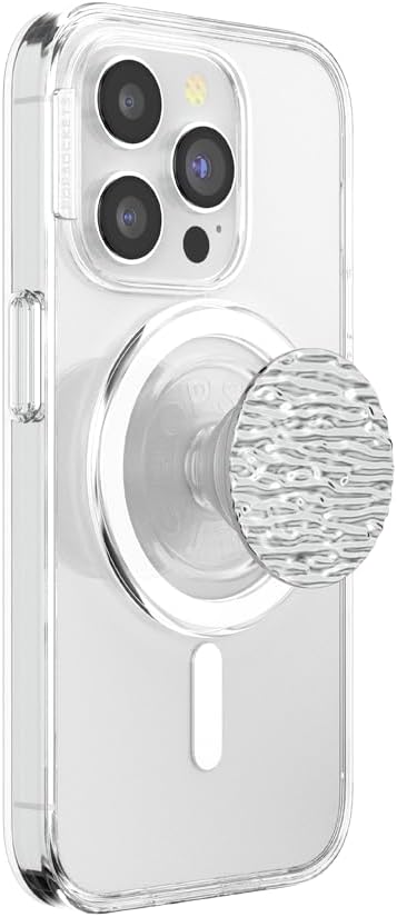 PopSockets Phone Grip for MagSafe with Kickstand, Magnetic Stand, Swappable Top, Secure Hold for iPhone MagSafe Cases, Phone & Tablet Grip - FATA Morgana Chrome