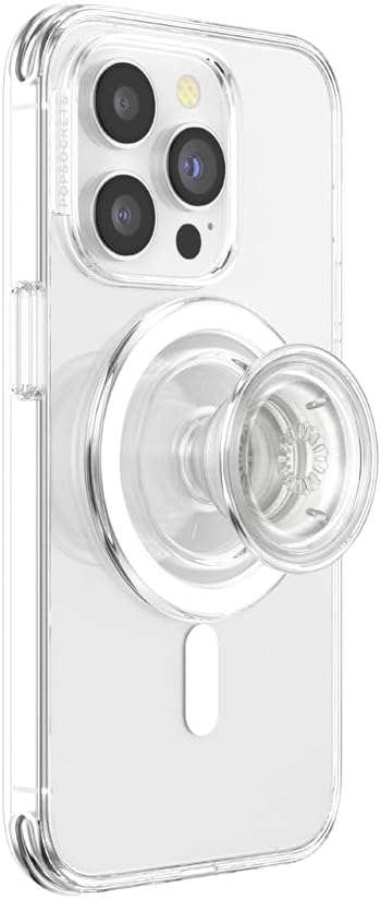 PopSockets Phone Grip for MagSafe with Kickstand, Magnetic Stand, Swappable Top, Secure Hold for iPhone MagSafe Cases, Phone & Tablet Grip - Clear