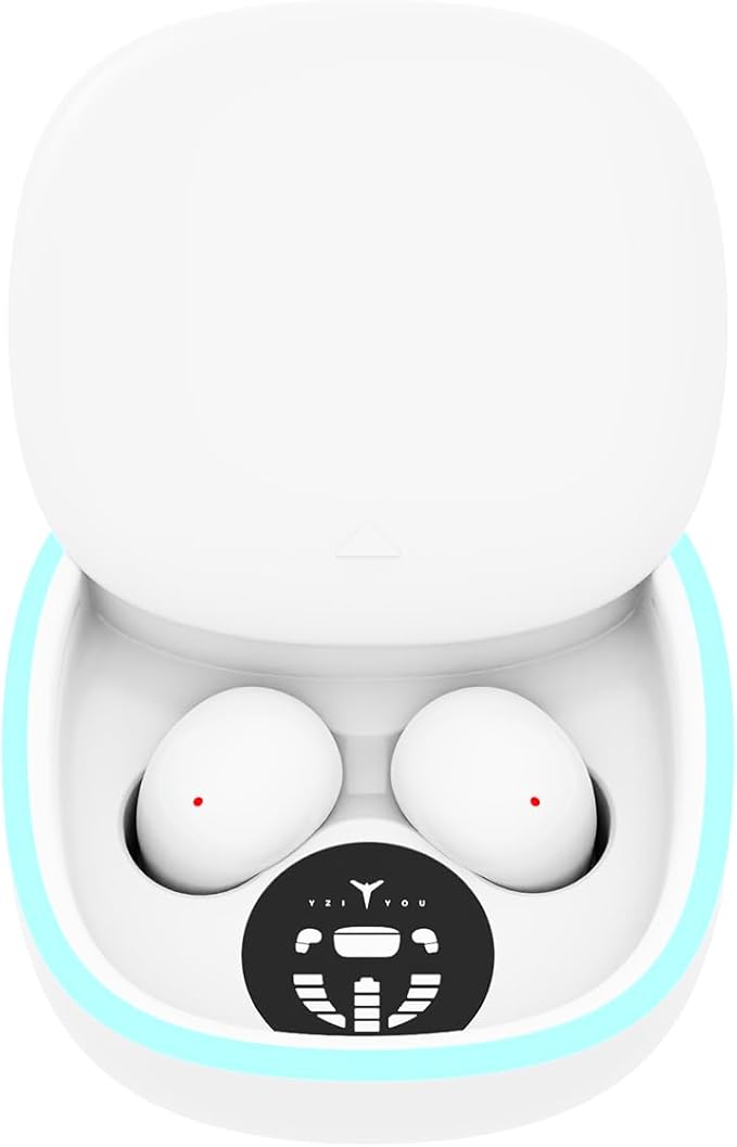 Sleep Ear Buds, True Wireless Earbuds, 2025 Ultra-Mini Bluetooth 5.4 Earbuds for Side Sleepers, Hi-Fi Stereo 3D Bass Noise Cancelling Bluetooth Headphones, Comfortable Invisible-White