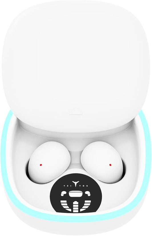 Sleep Ear Buds, True Wireless Earbuds, 2025 Ultra-Mini Bluetooth 5.4 Earbuds for Side Sleepers, Hi-Fi Stereo 3D Bass Noise Cancelling Bluetooth Headphones, Comfortable Invisible-White