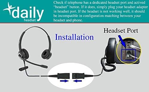 Office Phone Headset HD Voice for Aastra Allworx AltiGen Digium IPitomy Telephones, RJ9 & 3.5mm Adapter Cable (Binaural)