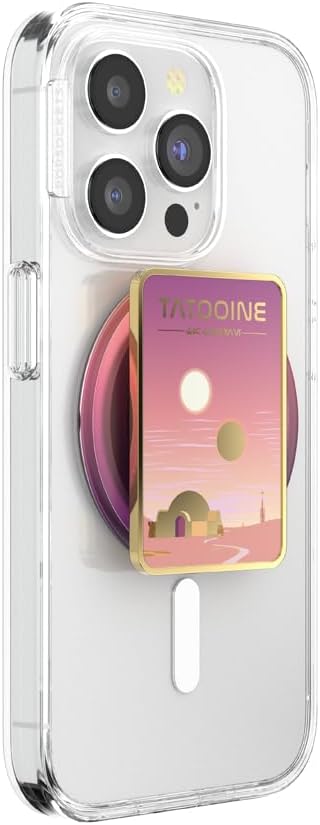 PopSockets Phone Grip for MagSafe with Kickstand, Magnetic Stand, Swappable Top, Secure Hold for iPhone MagSafe Cases, Phone & Tablet Grip, Starwars - Enamel Welcome to Tatooine