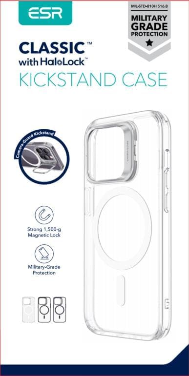 ESR for iPhone 13 Case/iPhone 14 Case, Compatible with MagSafe, Built-in Stash Stand Clear Phone Case for iPhone 13/iPhone 14, Military-Grade Protection Magnetic Phone Case, Classic Series, Clear