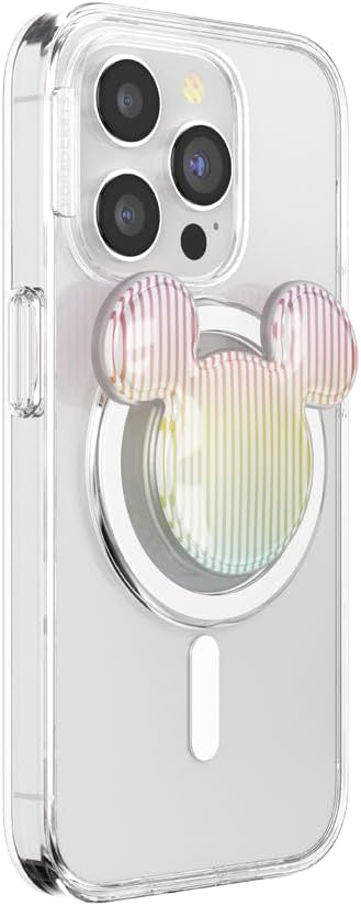 PopSockets Phone Grip for MagSafe with Kickstand, Magnetic Stand, Swappable Top, Secure Hold for iPhone MagSafe Cases, Phone & Tablet Grip, Disney - Airbag Sherbert Mickey Stripe