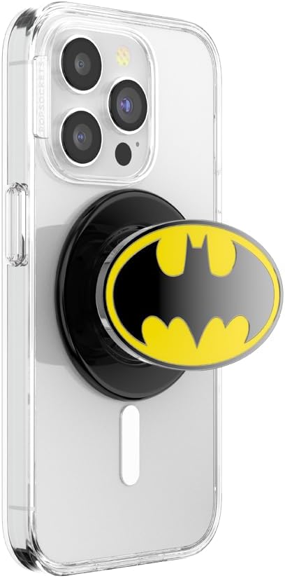 PopSockets Phone Grip for MagSafe with Kickstand, Magnetic Stand, Swappable Top, Secure Hold for iPhone MagSafe Cases, Phone & Tablet Grip, Batman - Enamel I Am Batman