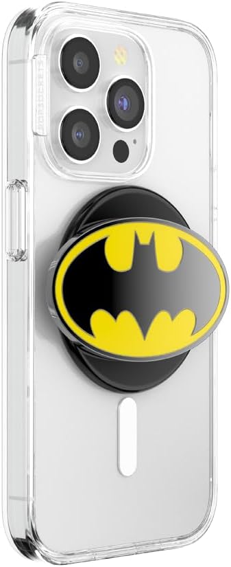 PopSockets Phone Grip for MagSafe with Kickstand, Magnetic Stand, Swappable Top, Secure Hold for iPhone MagSafe Cases, Phone & Tablet Grip, Batman - Enamel I Am Batman