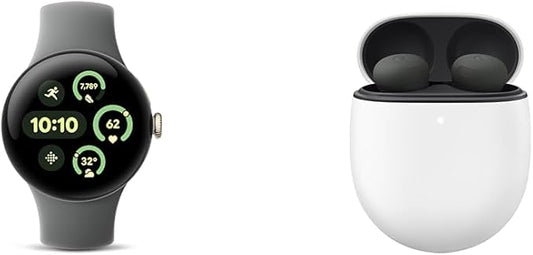 Google Bundle - Pixel Watch 3 (Champagne Gold - Hazel Band - 41mm WiFi) & Pixel Buds Pro 2 Earbuds (Hazel)