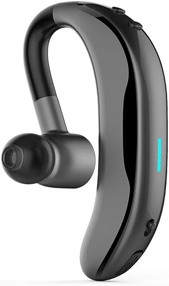 IHAO Bluetooth Earpiece Headphone Dual Noise Cancelling Mic Painless Open-Ear Handsfree Headset Stereo Sound Left/Right Changeable Earhook Earphones for Driving/Business/Gym-Single Ear F600 Black