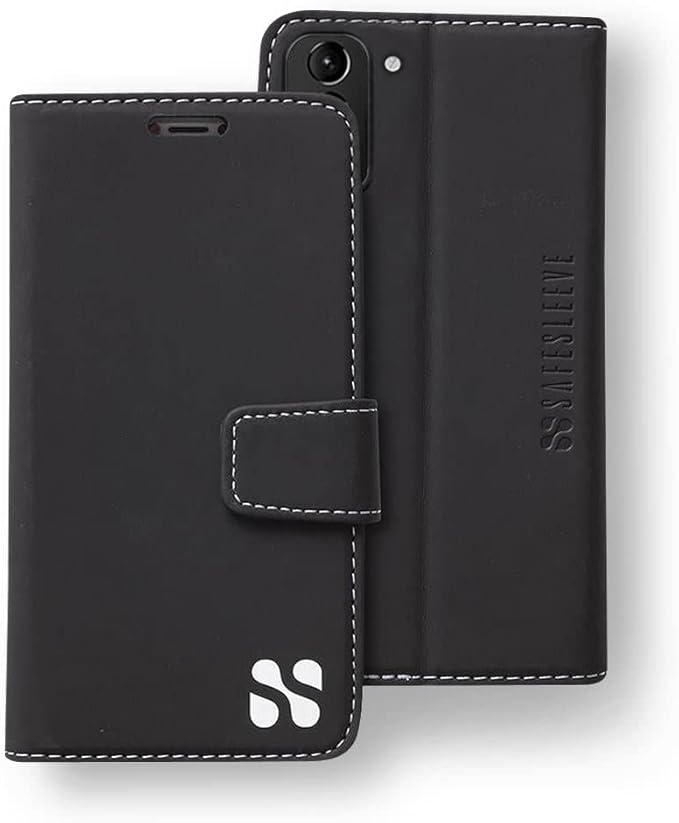 SafeSleeve EMF Protection Anti Radiation Samsung Galaxy Case: Galaxy S23 RFID EMF Blocking Wallet Cell Phone Case (Black)