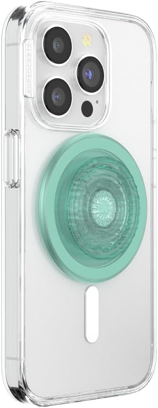 PopSockets Round Phone Grip Compatible with MagSafe, Adapter Ring Included, Phone Holder, Wireless Charging Compatible - Translucent Pool
