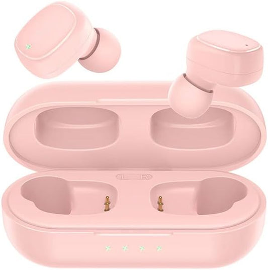 Wireless Earbuds, Bluetooth 5.4 Headphones HiFi Stereo, Comfortable Ear Buds for Women & Teens, Fast Charging Case, IPX6 Waterproof, Lightweight in-Ear Earphones for Phone Tablet Laptop Sports, Pink