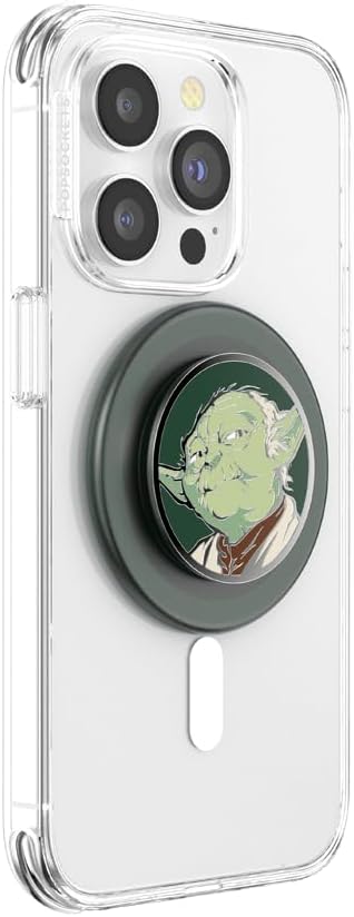 PopSockets Phone Grip for MagSafe with Kickstand, Magnetic Stand, Swappable Top, Secure Hold for iPhone MagSafe Cases, Phone & Tablet Grip, Starwars - Enamel Yoda