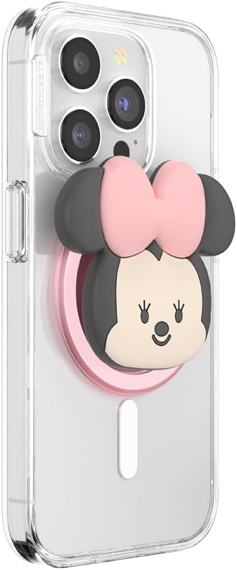 PopSockets Phone Grip for MagSafe with Kickstand, Magnetic Stand, Swappable Top, Secure Hold for iPhone MagSafe Cases, Phone & Tablet Grip, Cute PopSockets, Disney - Kawaii Minnie