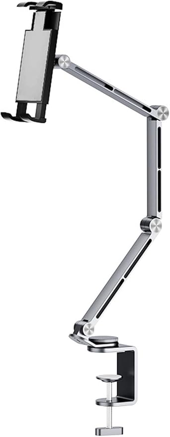 Rotatable Holder Stand Tablet Holder Multi-Angle Design Phone Clip Swivel Mount Desktop Aluminum Alloy Cantilever Bed Desk Home Live Folding Bracket Compatible with 4"-13" Phone Tablet (Gray)