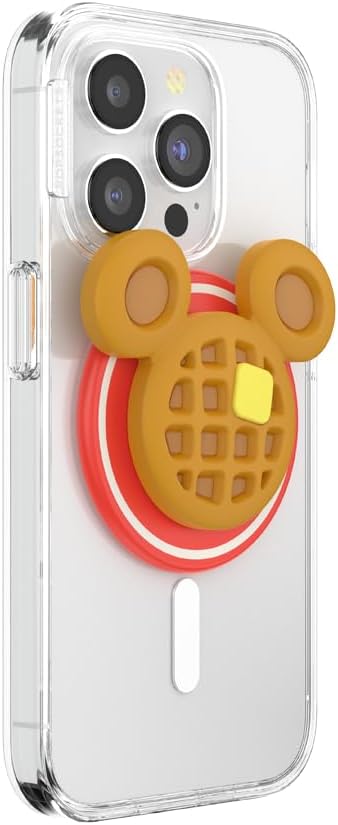 PopSockets Phone Grip for MagSafe with Kickstand, Magnetic Stand, Swappable Top, Secure Hold for iPhone MagSafe Cases, Phone & Tablet Grip, Disney - Mickey Waffle