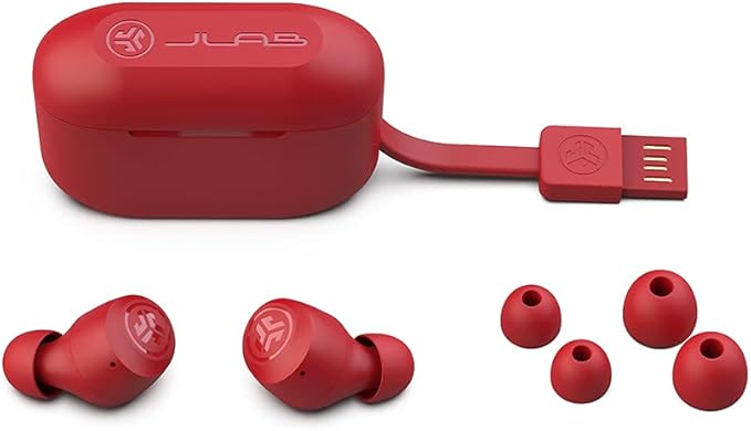 JLab Go Air Pop True Wireless Earbuds, in Ear Headphones, Bluetooth Earphones, Ear Buds with 32H Playtime, Bluetooth Earbuds with Microphone, USB Charging Case, Dual Connect, EQ3 Sound, Rose