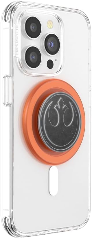 PopSockets Phone Grip for MagSafe with Kickstand, Magnetic Stand, Swappable Top, Secure Hold for iPhone MagSafe Cases, Phone & Tablet Grip, Starwars - Enamel Distressed Rebel Symbol