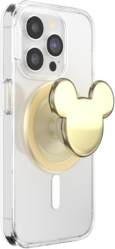 PopSockets Phone Grip for MagSafe with Kickstand, Magnetic Stand, Swappable Top, Secure Hold for iPhone MagSafe Cases, Phone & Tablet Grip, Disney - Gold Mickey Head