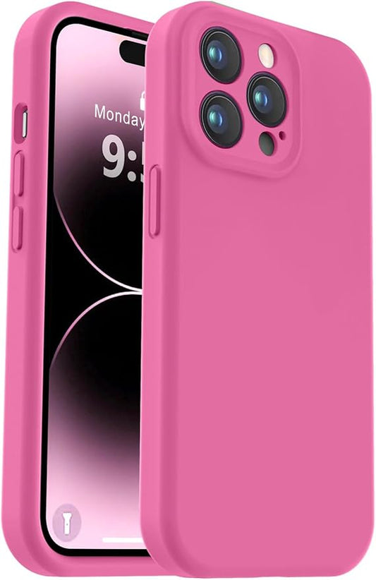 Vooii Compatible with iPhone 14 Pro Max Case, Liquid Silicone Upgrade [Camera Protection] [Soft Anti-Scratch Microfiber Lining] Shockproof Phone Case for iPhone 14 Pro Max 6.7 inch - Pitaya