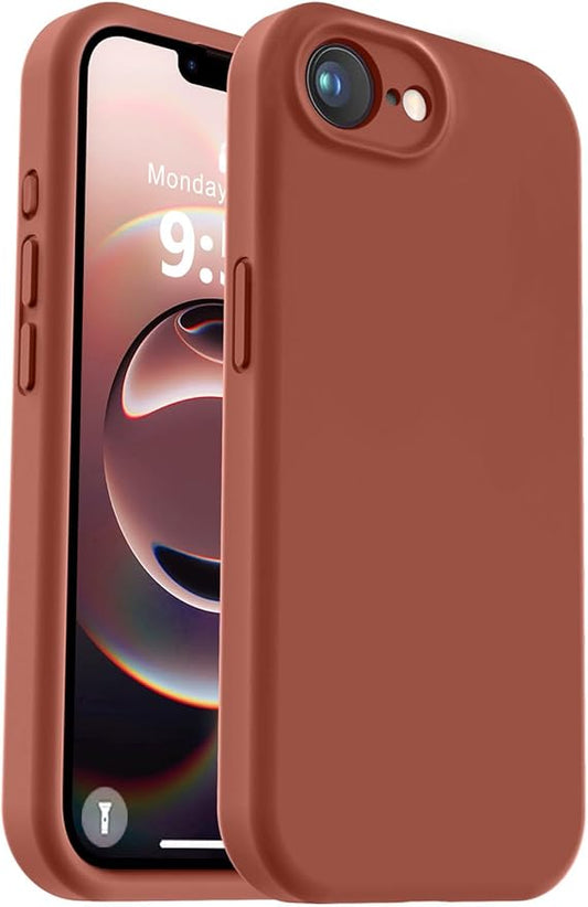 Vooii Compatible with iPhone 16e Case, Liquid Silicone Upgrade [Camera Protection] [Soft Anti-Scratch Microfiber Lining] Shockproof Phone Case for iPhone 16e 6.1 inch - Caramel