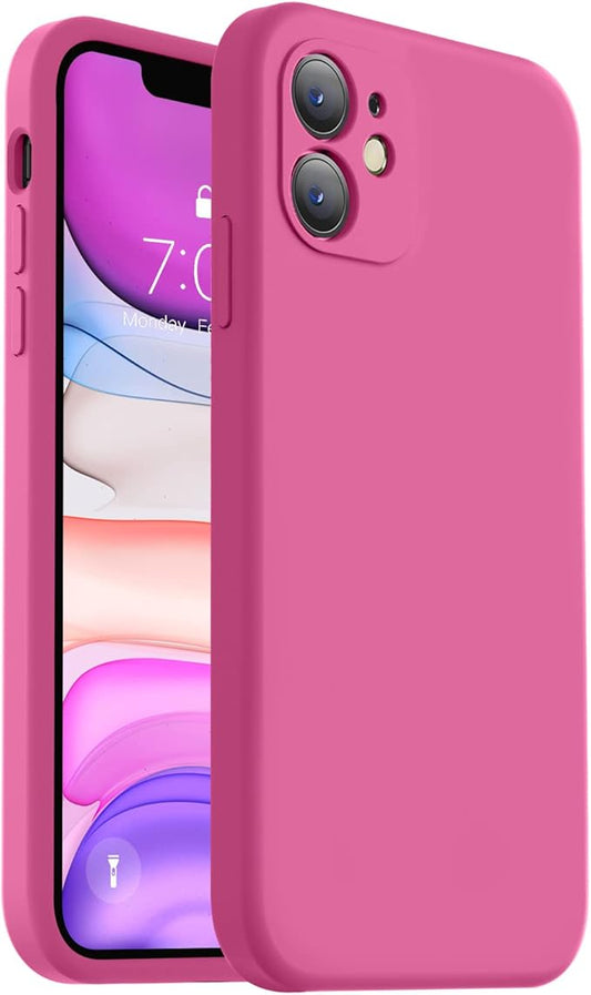 Vooii Compatible with iPhone 11 Case, Upgraded Liquid Silicone with [Flat Edges] [Camera Protection] [Soft Anti-Scratch Microfiber Lining] Phone Case for iPhone 11 6.1 inch - Pitaya