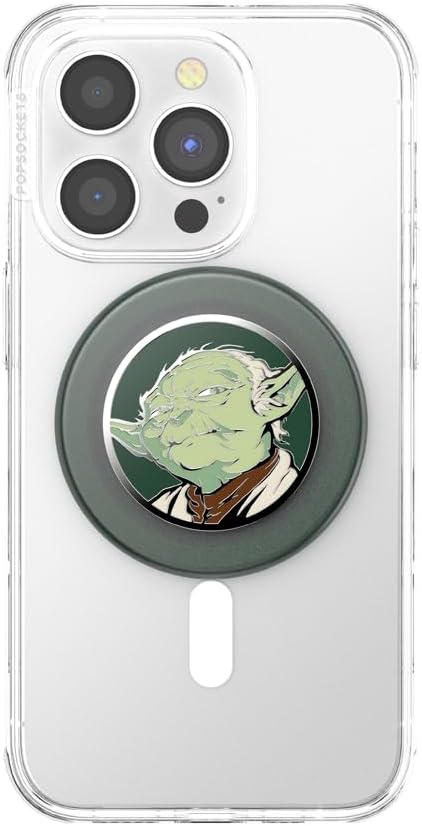 PopSockets Phone Grip for MagSafe with Kickstand, Magnetic Stand, Swappable Top, Secure Hold for iPhone MagSafe Cases, Phone & Tablet Grip, Starwars - Enamel Yoda