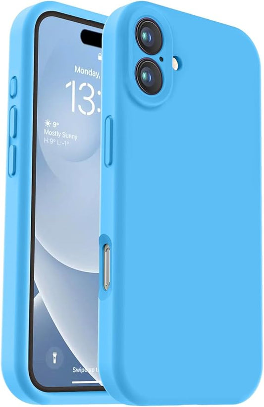 Vooii Compatible with iPhone 16 Case, Liquid Silicone Upgrade [Camera Protection] [Soft Anti-Scratch Microfiber Lining] Shockproof Phone Case for iPhone 16 6.1 inch - Blue