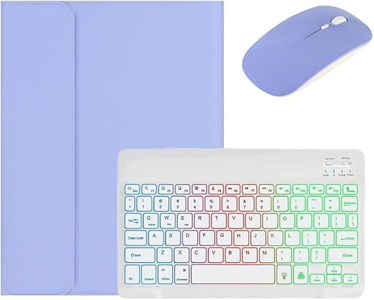 Backlit Keyboard for Galaxy Tab S9 FE+ 12.4″/ Tab S10+ / Tab S9+ / Tab S8+/S7+/S7 FE 12.4 inch Keyboard Case with Mouse, Magnetic Detachable Backlight Color Keyboard,Purple+White