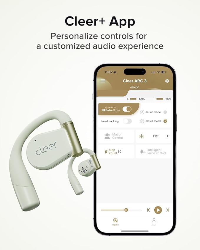 Cleer ARC 3 Open Ear Headphones - Dolby Audio, Snapdragon Sound True Wireless Earbuds, 50Hr Battery, Bluetooth 5.4, IPX 7, Multi-Point, Smart Controls, Wireless Charging Smart Case, Comfort Fit, Green