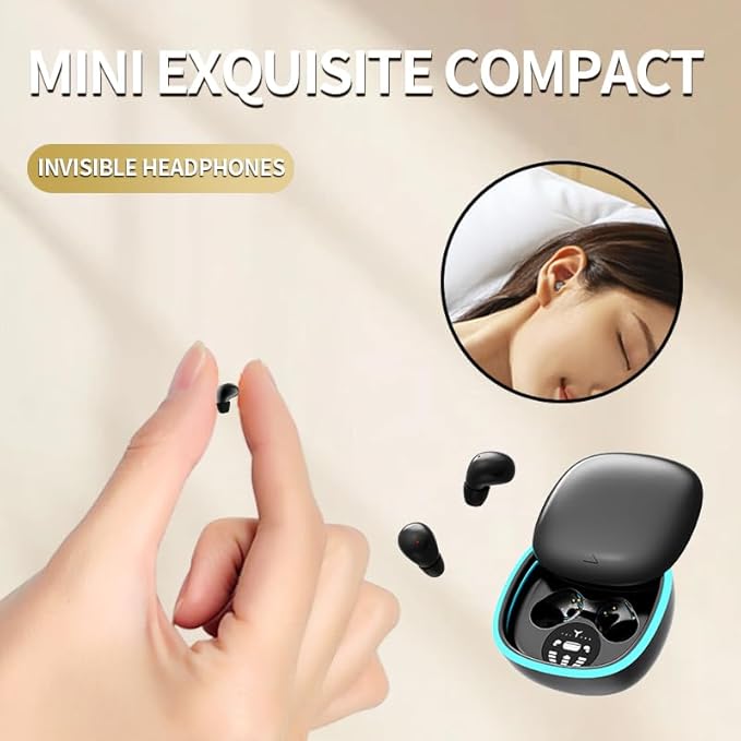 Sleep Ear Buds, True Wireless Earbuds, 2025 Ultra-Mini Bluetooth 5.4 Earbuds for Side Sleepers, Hi-Fi Stereo 3D Bass Noise Cancelling Bluetooth Headphones, Comfortable Invisible-Beige