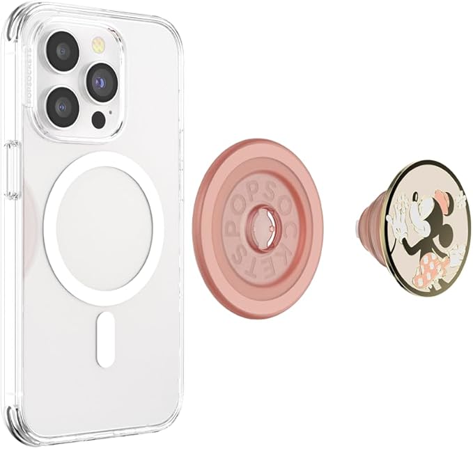 PopSockets Phone Grip for MagSafe, Secure Magnetic Phone Grip & Stand, Hands-Free Kickstand, Wireless Charging Compatible, Disney - Enamel Minnie Daisy