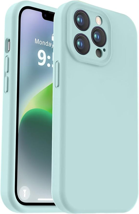 Vooii Compatible with iPhone 13 Pro Case, Liquid Silicone Upgrade [Camera Protection] [Soft Anti-Scratch Microfiber Lining] Shockproof Phone Case for iPhone 13 Pro 6.1 inch - Mint
