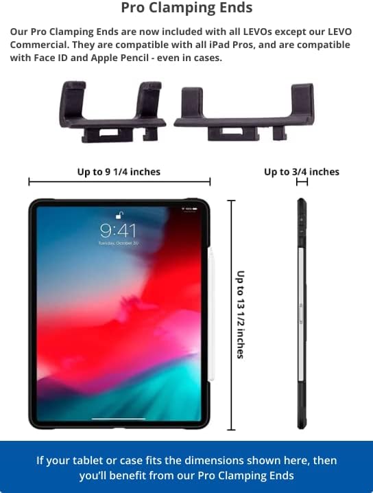 LEVO Deluxe Table Clamp for All Best Tablet PCs, iPads, iPad Mini, New iPad Pro, Galaxy, Nexus, Xoom, Surface Pro, Miix, Nook, Fire, and Other Tablets and e Readers Gunmetal Color - G2