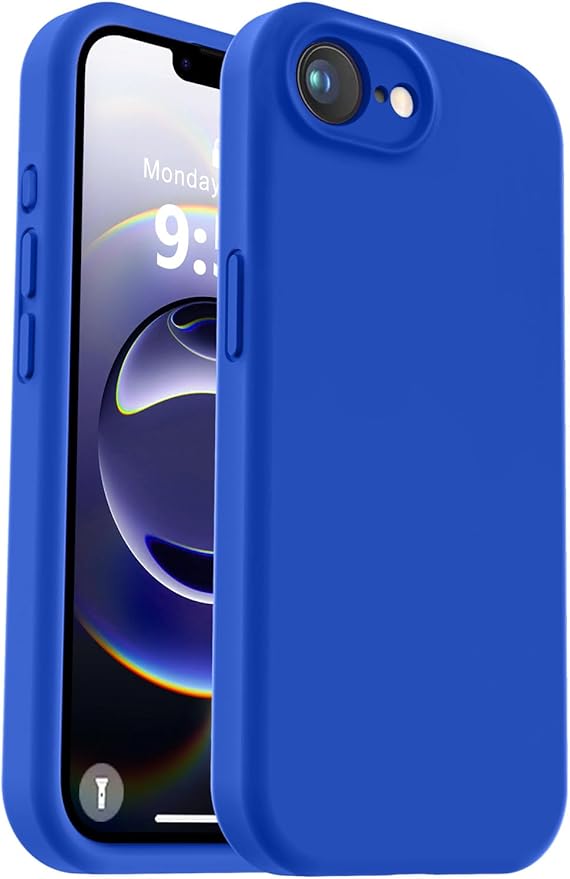 Vooii Compatible with iPhone 16e Case, Liquid Silicone Upgrade [Camera Protection] [Soft Anti-Scratch Microfiber Lining] Shockproof Phone Case for iPhone 16e 6.1 inch - Klein Blue