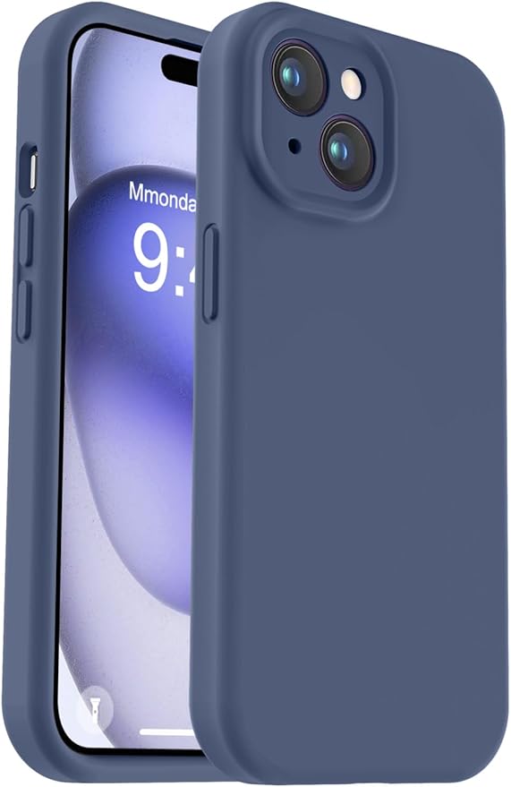 Vooii Compatible with iPhone 15 Plus Case, Upgrade Liquid Silicone [Enhanced Camera Protection] [Soft Anti-Scratch Microfiber Lining] Shockproof Phone Case for iPhone 15 Plus 6.7 inch - Navy Blue