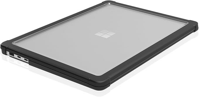 STM Dux Case for Microsoft Surface Laptop 7th Edition (13.8") – Slim Rugged Protective Shell with Transparent Back, Non-Slip Feet, Open-Hinge Cooling, TPU Clip-On Design – Black