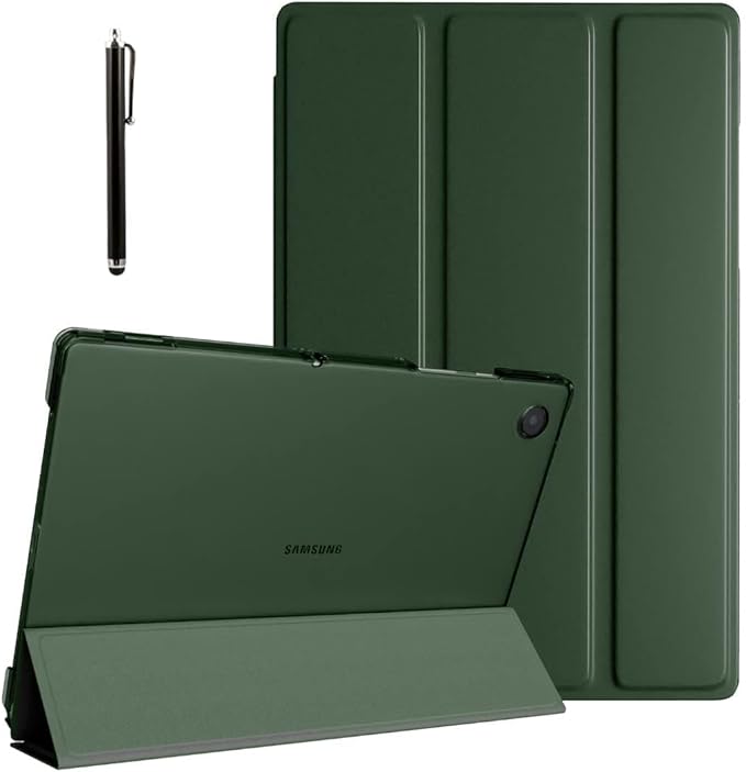 Cover for Samsung Galaxy Tab A9 Plus 11 inch Case Cover, Smart Flip Case Cover for Samsung Galaxy Tab A9+ 11 inch Translucent Back with Stylus Pen, Dark Green