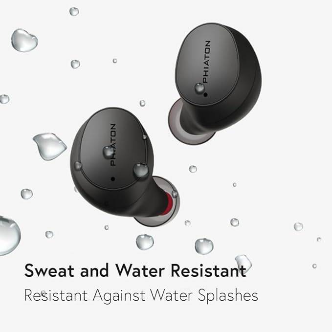 Phiaton Bonobuds Lite True Wireless Earbuds with Clear Voice by Intelligo and Ambient Mode | Bluetooth Earphones with 11 Hour Playtime, Space Black