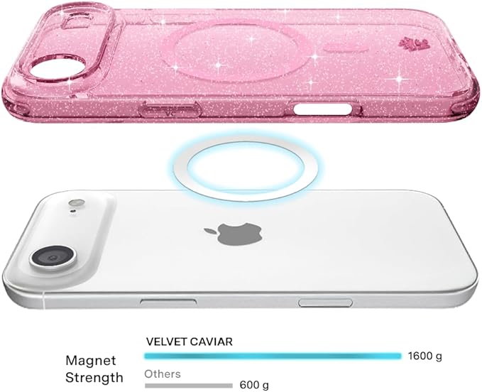 VELVET CAVIAR Case for iPhone 17 Air | Compatible with MagSafe | 10ft Drop Tested | Protective Designer Cases | Pink Stardust Glitter