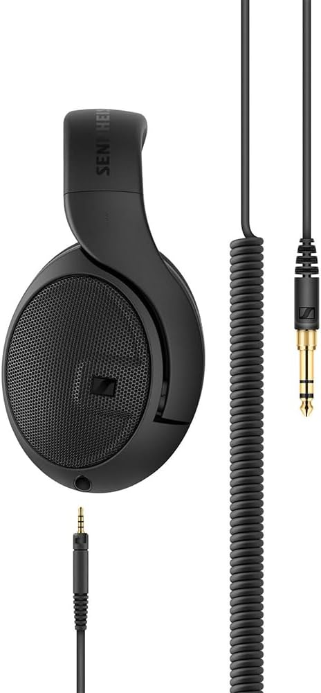 Liquid Audio Sennheiser HD 400 PRO Open-Back Dynamic Headphones in Black, Bundle w/Pig Hog PHX14-25 1/4" Headphone Extension Cable Polishing Cloth