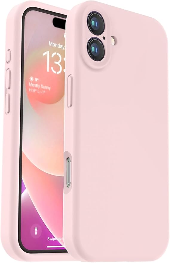 Vooii Compatible with iPhone 16 Case, Liquid Silicone Upgrade [Camera Protection] [Soft Anti-Scratch Microfiber Lining] Shockproof Phone Case for iPhone 16 6.1 inch - Chalk Pink