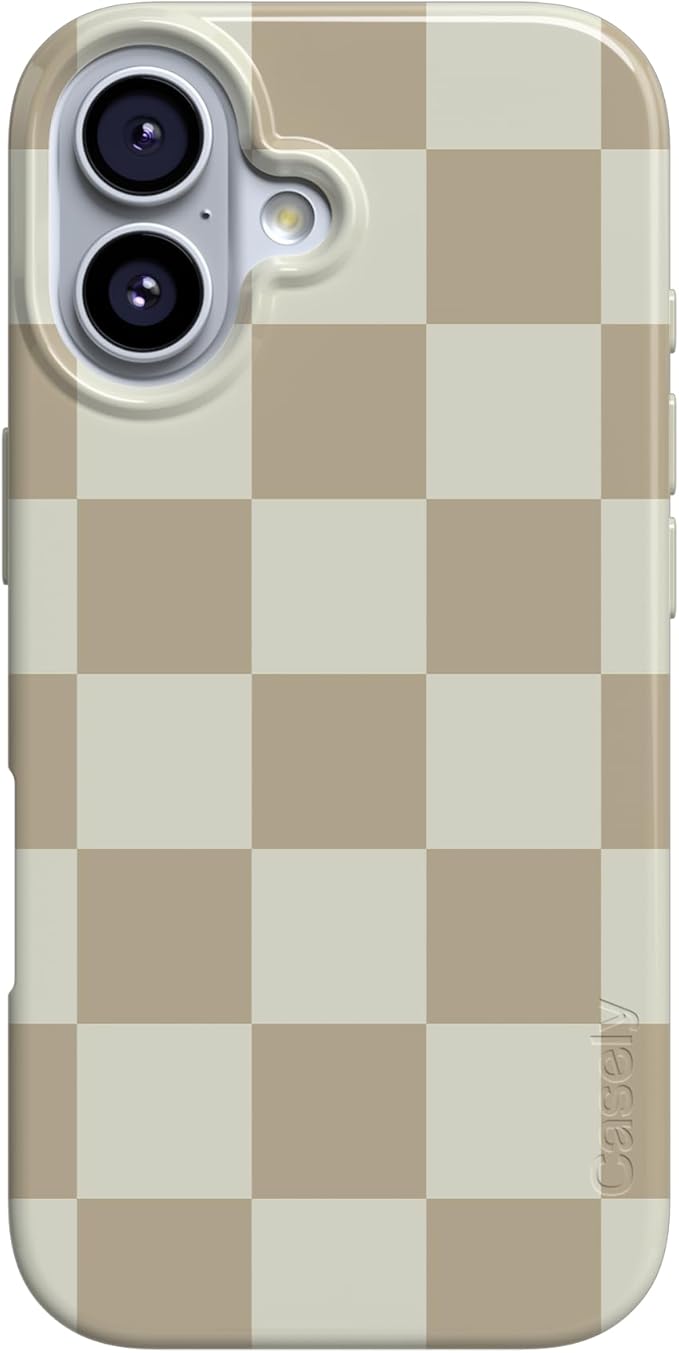 Casely iPhone 17 Case | Fit Check | Neutral Checkerboard | Compatible with MagSafe | Classic Ultra Slim Design