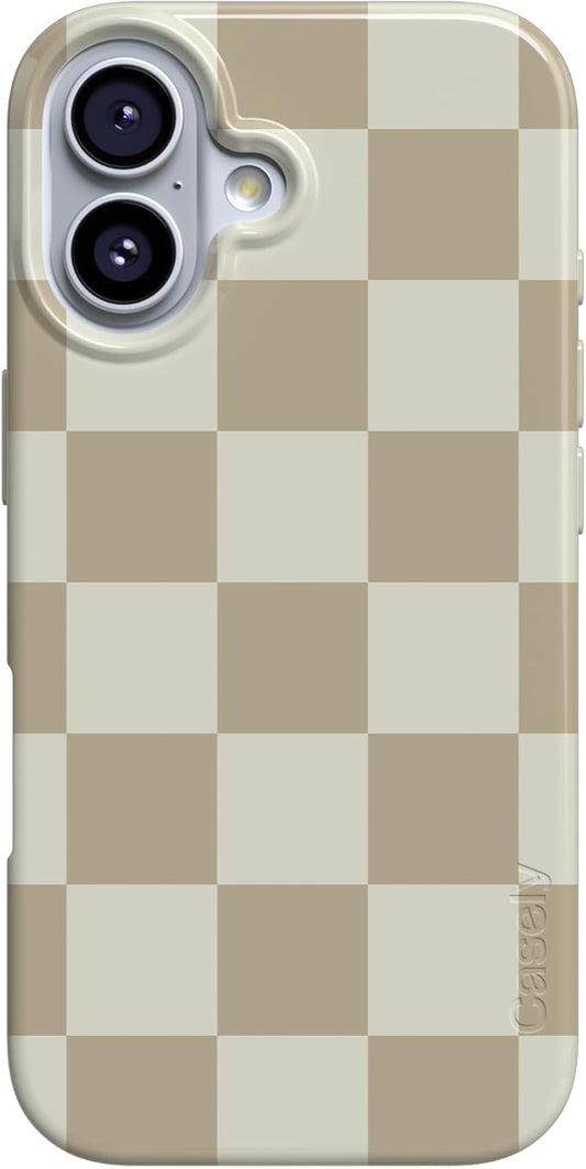 Casely iPhone 17 Case | Fit Check | Neutral Checkerboard | Compatible with MagSafe | Classic Ultra Slim Design
