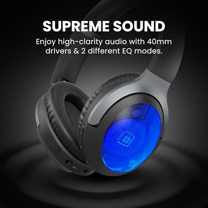 Aria 3 - Bluetooth 5.3 Wireless Headphones with Detachable Noise-Cancelling Mic, Clear Voice for Calls, Great Sound, 55Hrs Playtime, Comfortable Fit for Work & Music