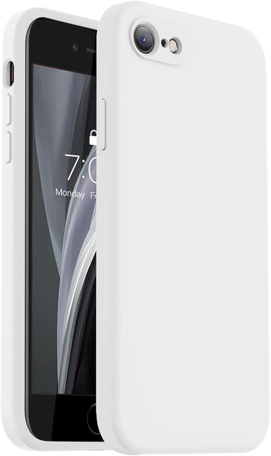 Vooii for iPhone SE Case 2022/3rd/2020,iPhone 8/7 Case, Upgraded Liquid Silicone with [Flat Edges] [Camera Protection] [Soft Anti-Scratch Microfiber Lining] Phone Case for iPhone SE - White