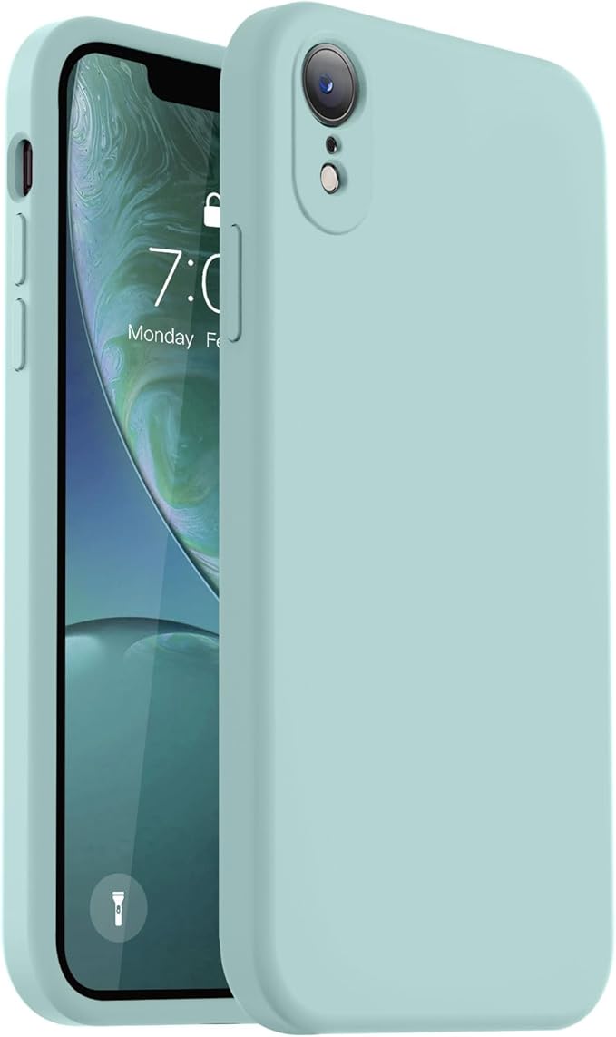 Vooii Compatible with iPhone XR Case, Upgraded Liquid Silicone with [Flat Edges] [Camera Protection] [Soft Anti-Scratch Microfiber Lining] Phone Case for iPhone 10 XR 6.1 inch - Mint
