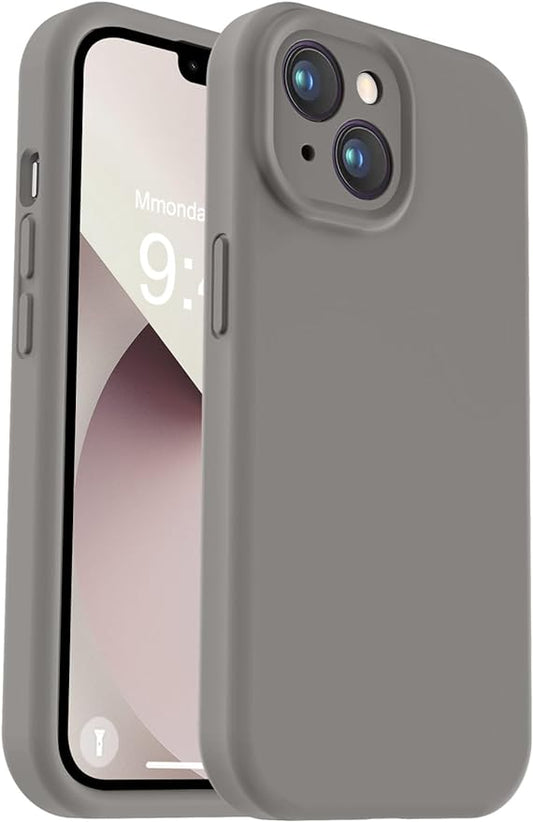 Vooii Compatible with iPhone 13 Case, Liquid Silicone Upgrade [Camera Protection] [Soft Anti-Scratch Microfiber Lining] Shockproof Phone Case for iPhone 13 6.1 inch - Natural Titanium