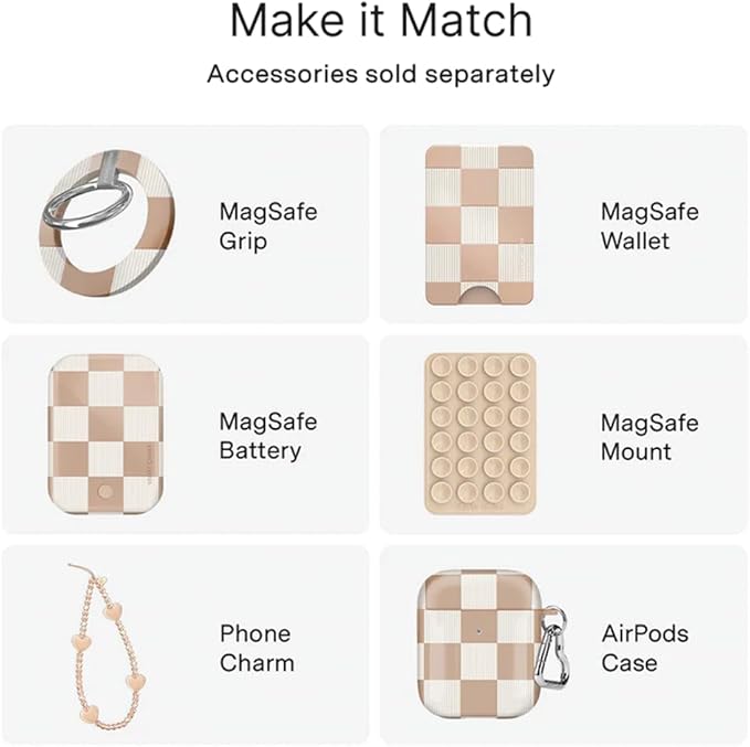 VELVET CAVIAR Case for iPhone 17 Pro | Compatible with MagSafe | 10ft Drop Tested | Protective Designer Cases | Nude Vibe Checkered